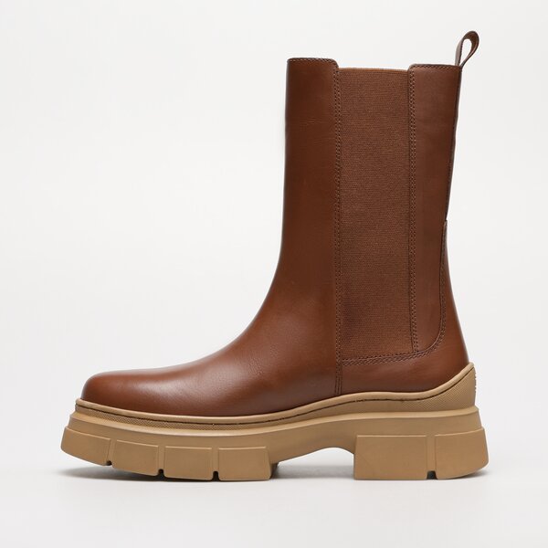 Damskie botki / sztyblety TOMMY HILFIGER ESSENTIAL LEATHER CHELSEA BOOT fw0fw07490gtu kolor brązowy