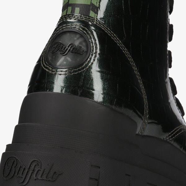 Damskie botki / sztyblety BUFFALO ASPHA LACE UP HI 1622075 kolor zielony