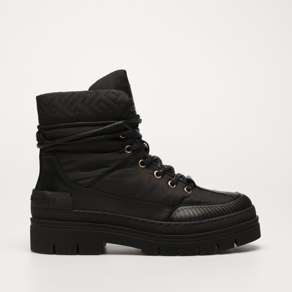 Damskie buty za kostkę TOMMY HILFIGER TH MONOGRAM OUTDOOR BOOT fw0fw07502bds kolor czarny