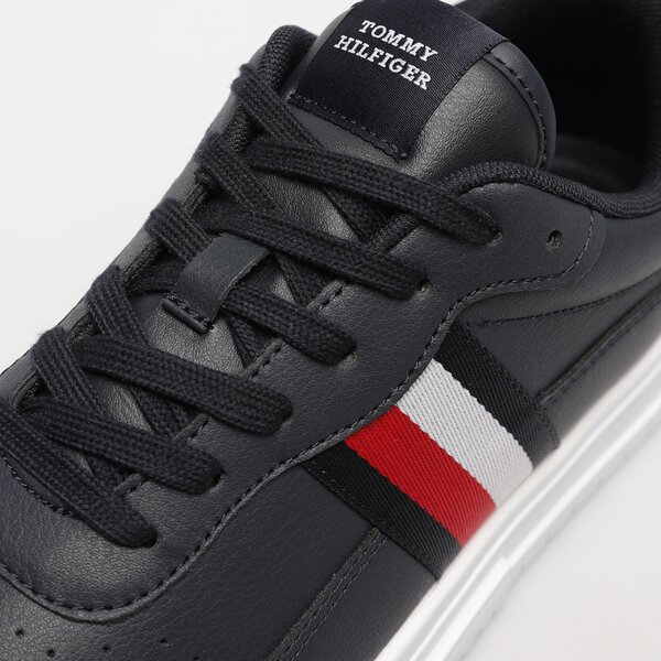 Męskie sneakersy (buty) TOMMY HILFIGER SUPERCUP LEATHER STRIPES fm0fm04824dw5 kolor granatowy