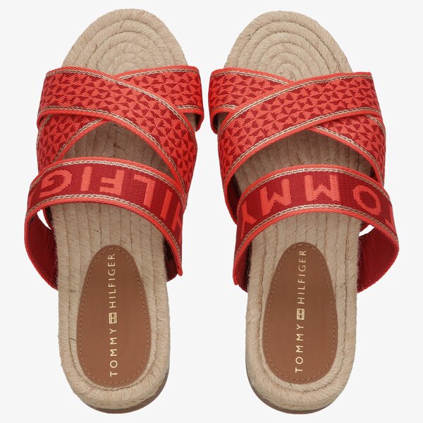 Damskie klapki TOMMY HILFIGER TOMMY WEBBING FLAT ESPADRILLE fw0fw06307xmv kolor pomarańczowy