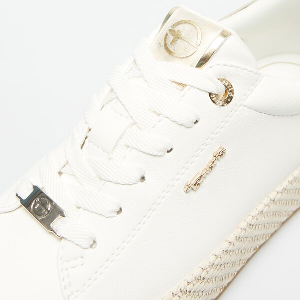 Damskie trampki TAMARIS WHITE STRAW SNEAKERS  12371342190 kolor biały