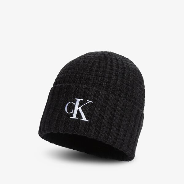 Damska czapka zimowa CALVIN KLEIN CZAPKA WAFFLE BEANIE k60k610124bds kolor czarny