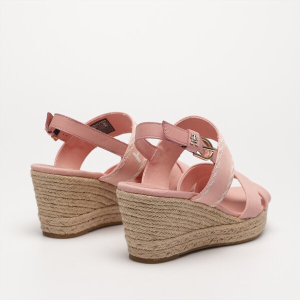 Damskie sandały TOMMY HILFIGER SEASONAL WEBBING MID WEDGE fw0fw07091tqs kolor różowy