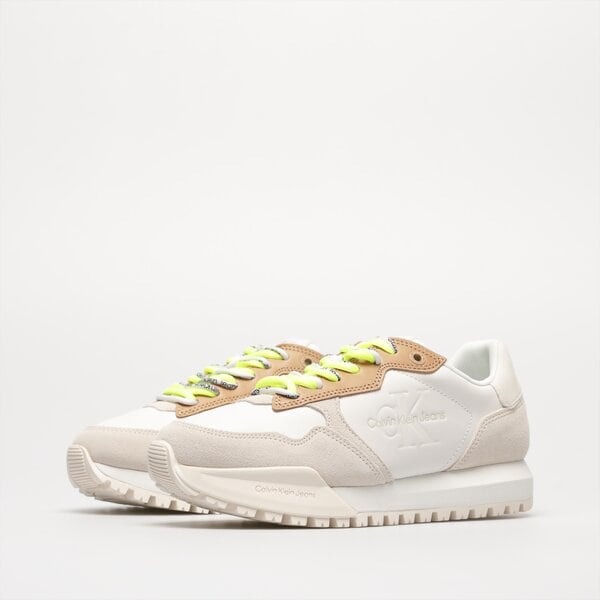 Damskie sneakersy (buty) CALVIN KLEIN TOOTHY RUNNER FLUO CONTRAST yw0yw009350la kolor beżowy