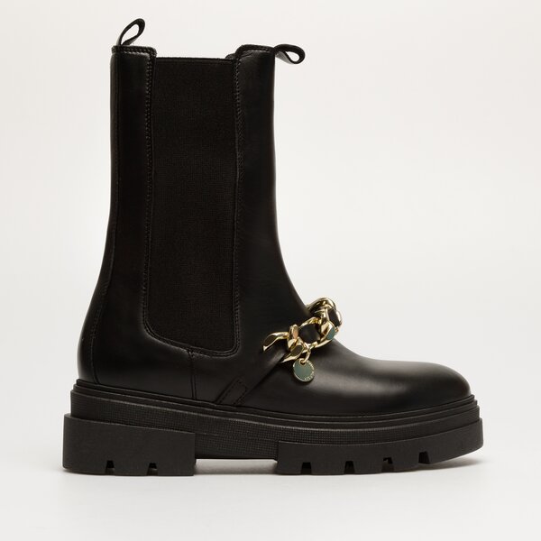 Damskie botki / sztyblety TOMMY HILFIGER MONOCHROMATIC CHELSEA BOOT CHAIN fw0fw07046bds kolor czarny