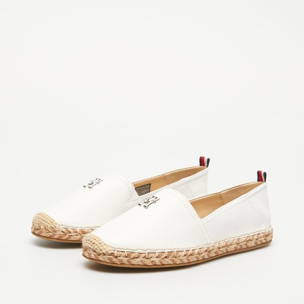 Damskie mokasyny i półbuty TOMMY HILFIGER TH LEATHER FLAT ESPADRILLE fw0fw07720ybl kolor biały