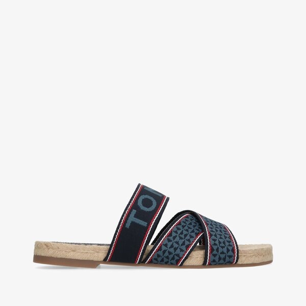 Damskie klapki TOMMY HILFIGER TOMMY WEBBING FLAT ESPADRILLE fw0fw06307dw5 kolor granatowy