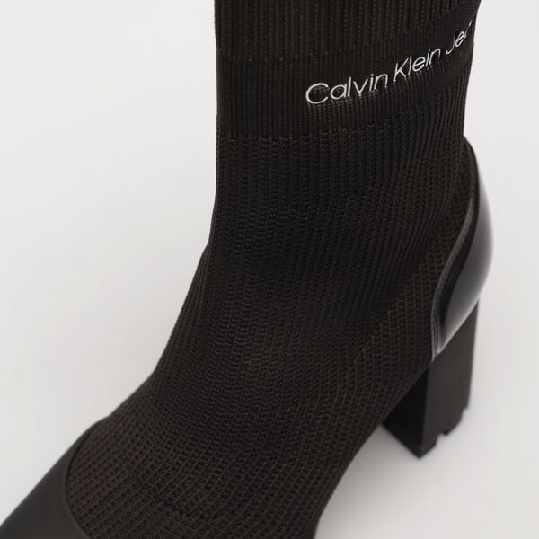 Damskie botki / sztyblety CALVIN KLEIN PLATFORM KNIT SOCK KNIT WN yw0yw0119601q kolor czarny