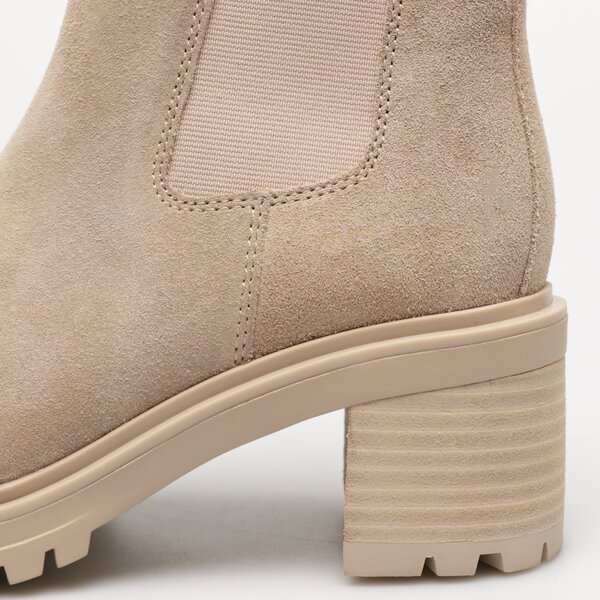 Damskie botki / sztyblety TOMMY HILFIGER ESSENTIAL MIDHEEL SUEDE BOOTIE fw0fw07522abo kolor beżowy