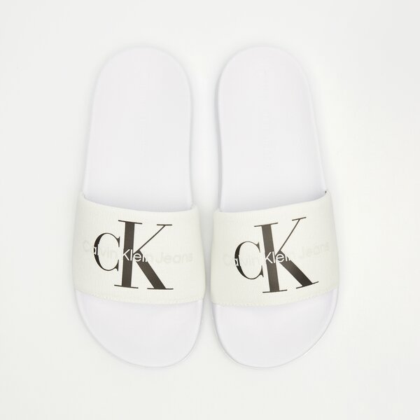 Damskie klapki CALVIN KLEIN SLIDE MONOGRAM CO yw0yw0010301w kolor biały