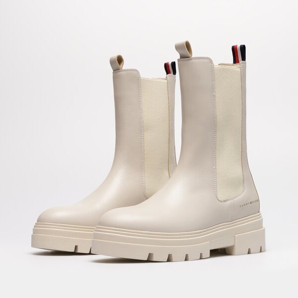 Damskie botki / sztyblety TOMMY HILFIGER MONOCHROMATIC CHELSEA BOOT fw0fw06730aci kolor beżowy