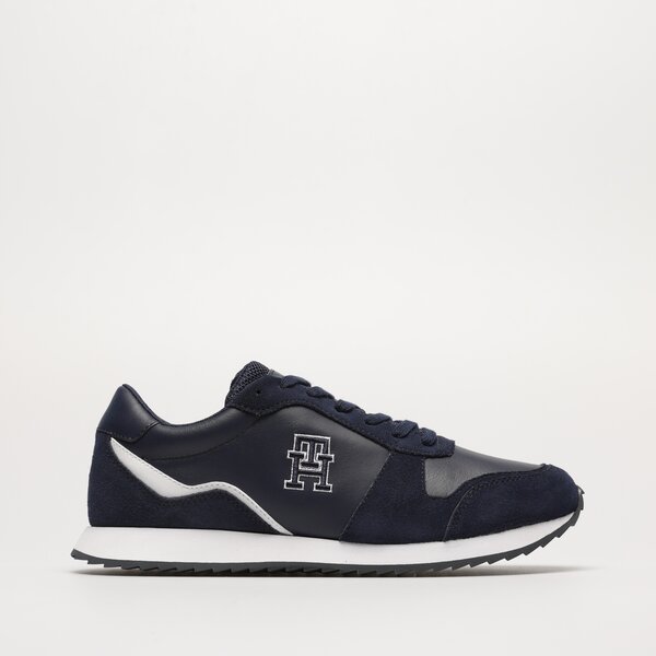 Męskie sneakersy (buty) TOMMY HILFIGER RUNNER EVO LEATHER fm0fm04479dcc kolor granatowy