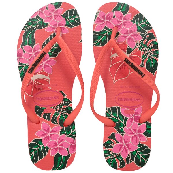 Damskie klapki HAVAIANAS SLIM TROPICAL FLORAL 41298486024 kolor różowy