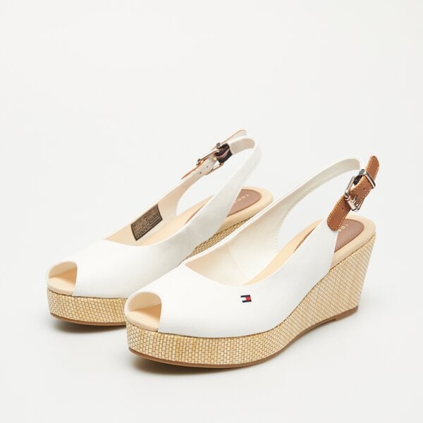 Damskie sandały TOMMY HILFIGERICONIC ELBA SLING BACK WEDGE fw0fw04788ybl kolor biały