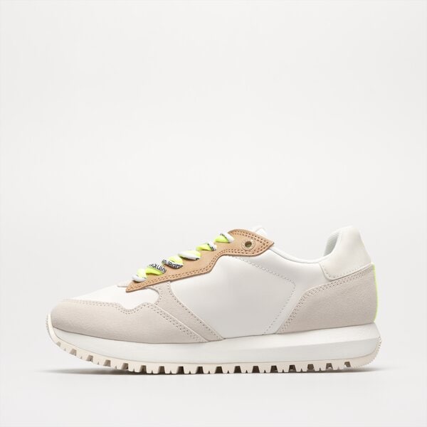 Damskie sneakersy (buty) CALVIN KLEIN TOOTHY RUNNER FLUO CONTRAST yw0yw009350la kolor beżowy