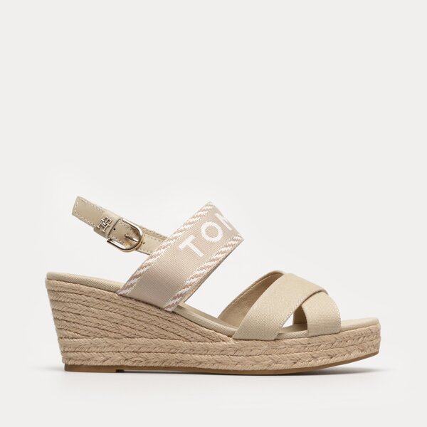 Damskie sandały TOMMY HILFIGER SEASONAL WEBBING MID WEDGE fw0fw07091rbt kolor beżowy