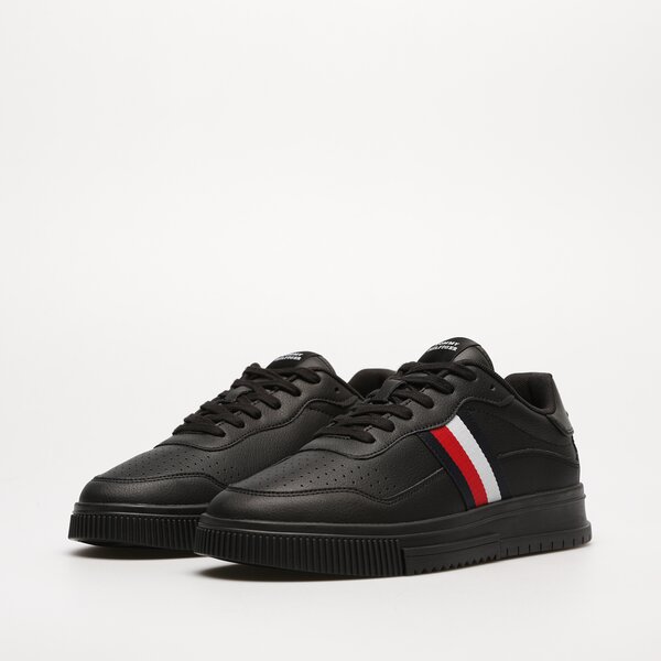 Męskie sneakersy (buty) TOMMY HILFIGER SUPERCUP LEATHER STRIPES fm0fm048240gq kolor czarny