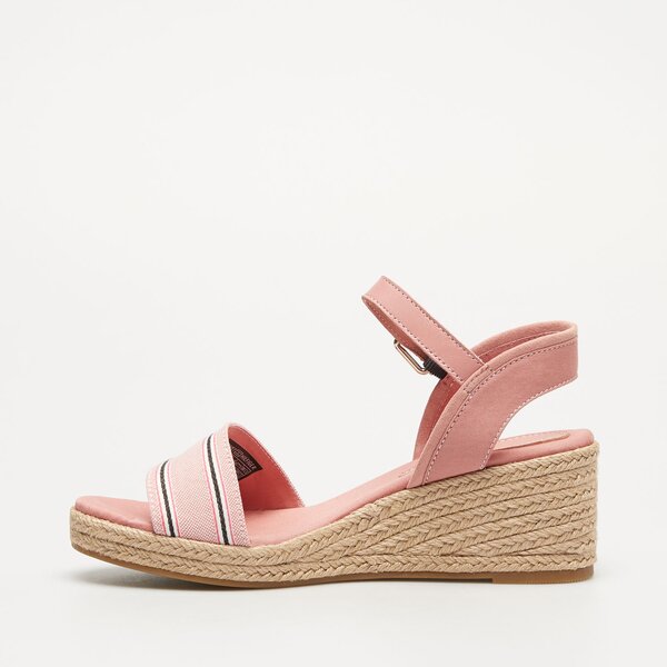 Damskie sandały TOMMY HILFIGER SHIRTING WEDGE SANDAL fw0fw078870kp kolor różowy