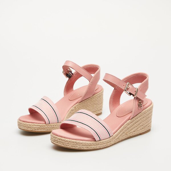 Damskie sandały TOMMY HILFIGER SHIRTING WEDGE SANDAL fw0fw078870kp kolor różowy