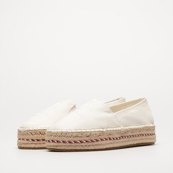 Damskie espadryle TOMMY HILFIGER TH EMBROIDERED FLATFORM fw0fw07014ybl kolor biały