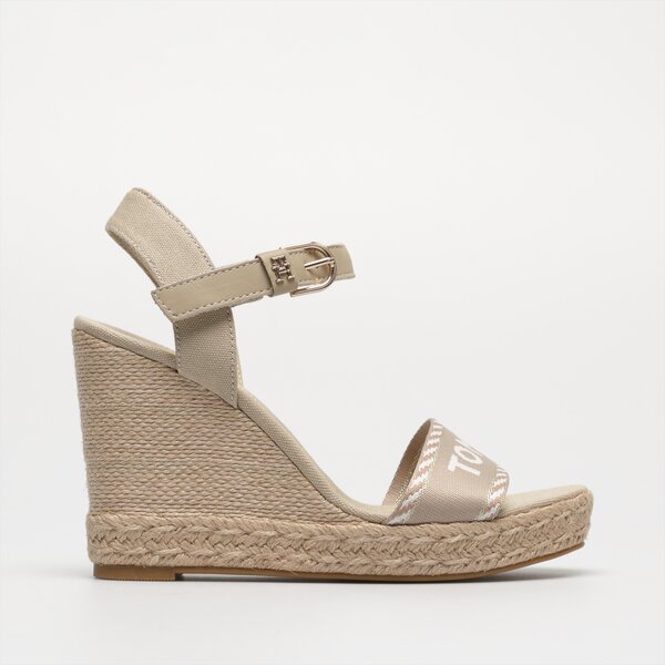 Damskie sandały TOMMY HILFIGER SEASONAL WEBBING WEDGE fw0fw07088rbt kolor beżowy