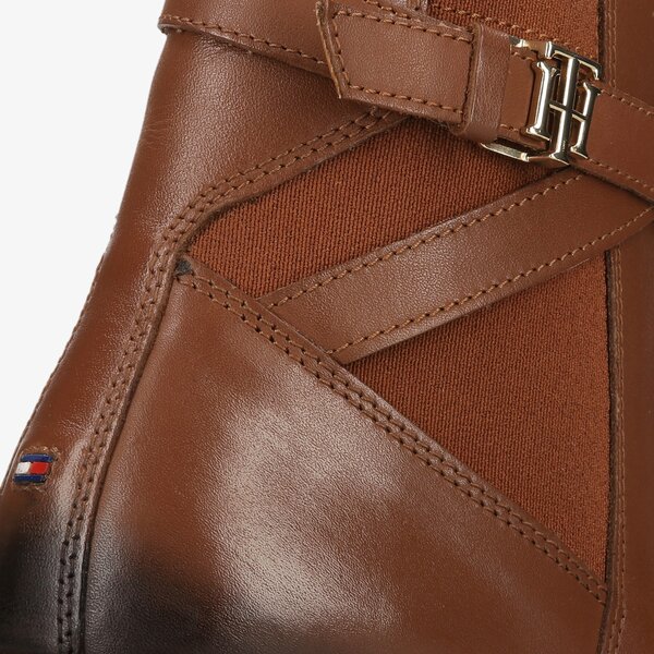 Damskie botki / sztyblety TOMMY HILFIGER TH HARDWARE ON BELT FLAT BOOT fw0fw05967gvi kolor brązowy