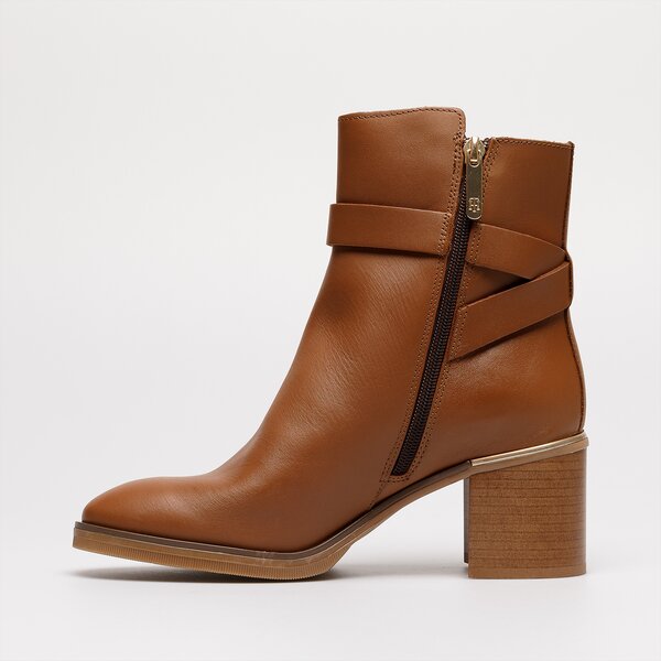 Damskie botki / sztyblety TOMMY HILFIGER TH BELT HEELED BOOT fw0fw06766gtu kolor brązowy