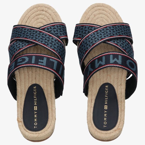 Damskie klapki TOMMY HILFIGER TOMMY WEBBING FLAT ESPADRILLE fw0fw06307dw5 kolor granatowy