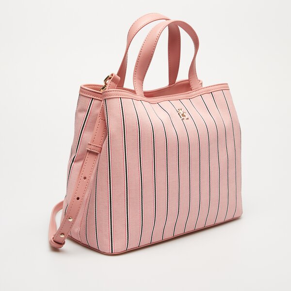 Damska torebka TOMMY HILFIGER TOREBKA TH SPRING CHIC SATCHEL STRIPES aw0aw164140jv kolor różowy