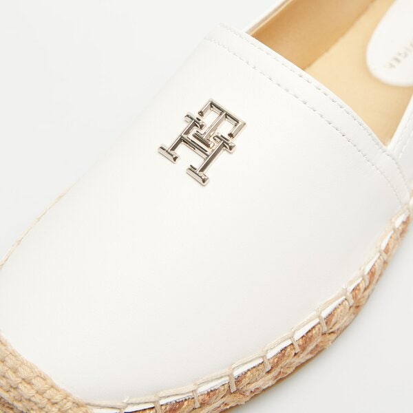 Damskie mokasyny i półbuty TOMMY HILFIGER TH LEATHER FLAT ESPADRILLE fw0fw07720ybl kolor biały