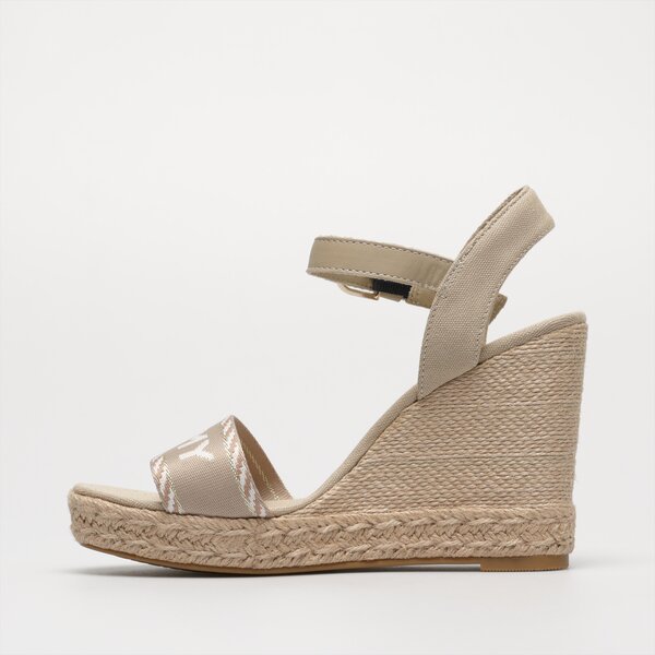 Damskie sandały TOMMY HILFIGER SEASONAL WEBBING WEDGE fw0fw07088rbt kolor beżowy