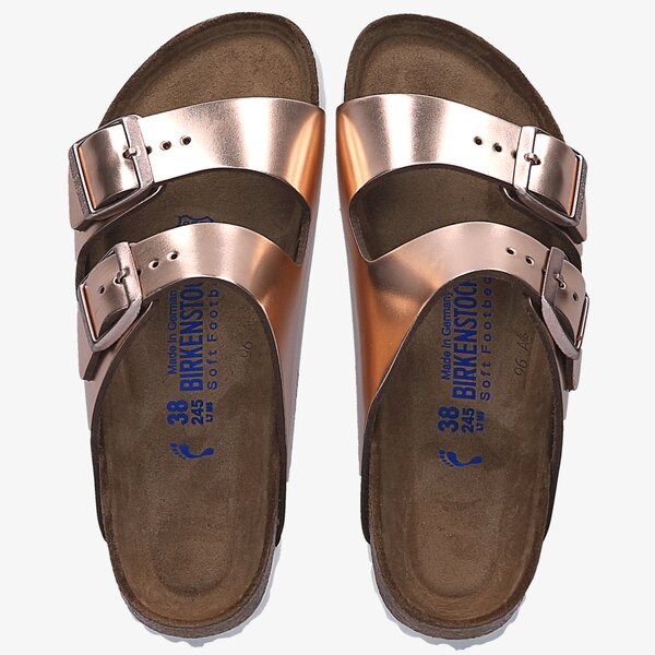 Damskie klapki BIRKENSTOCK ARIZONA SOFT FOOTBED  952093 kolor złoty