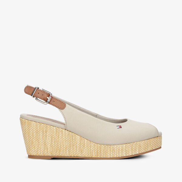 Damskie sandały TOMMY HILFIGER ICONIC ELBA SLING BACK WEDGE fw0fw04788aep kolor beżowy