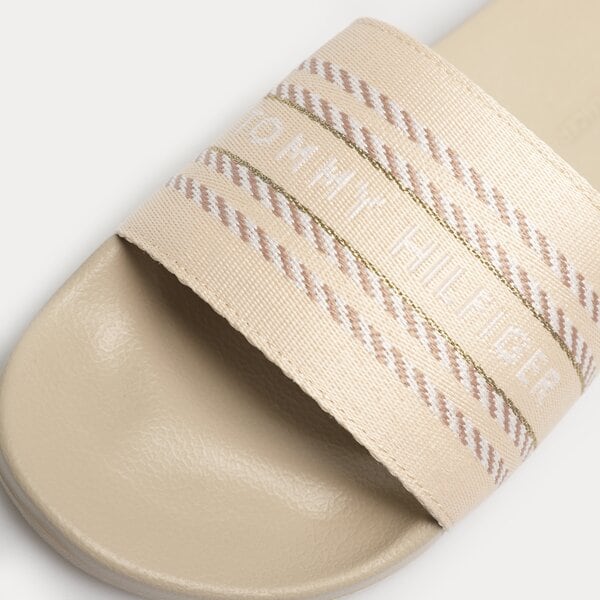 Damskie klapki TOMMY HILFIGER TOMMY WEBBING SLIDE fw0fw07153rbt kolor beżowy