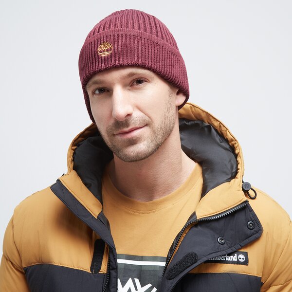 Damska czapka zimowa TIMBERLAND CZAPKA SOLID RIB BEANIE tb0a2px7i301 kolor bordowy