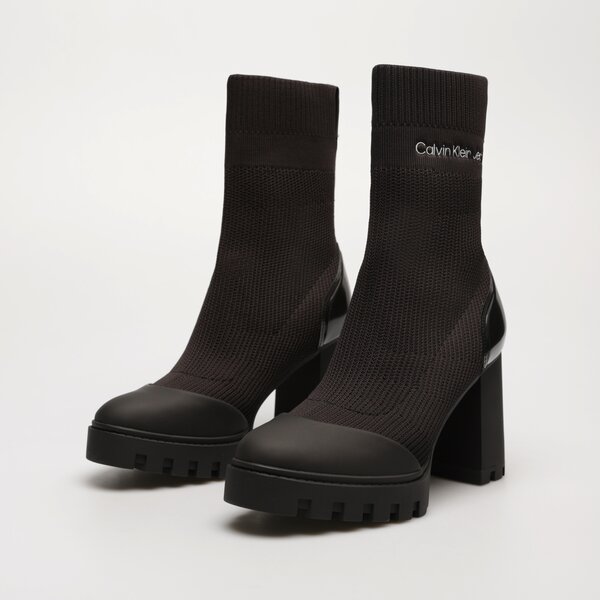 Damskie botki / sztyblety CALVIN KLEIN PLATFORM KNIT SOCK KNIT WN yw0yw0119601q kolor czarny