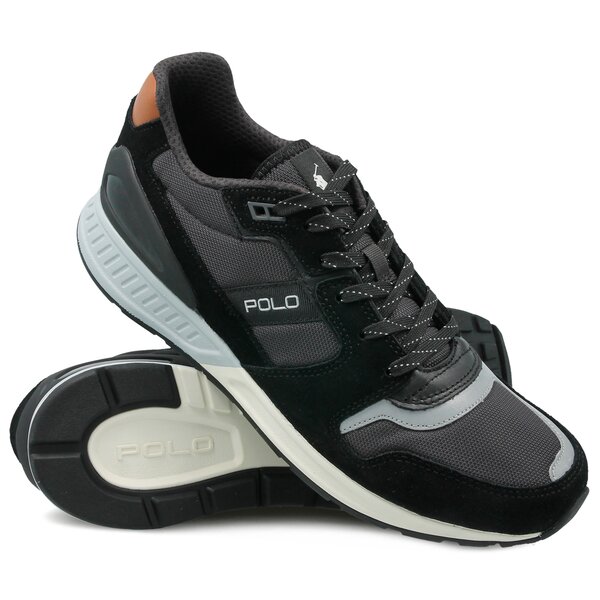 Męskie sneakersy (buty) POLO RL TRAIN100 SNEAKERS ATHLETIC SHOE BLACK/CHARCOAL SUEDE 809669838007 kolor czarny