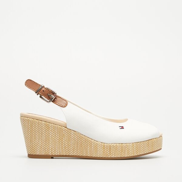 Damskie sandały TOMMY HILFIGERICONIC ELBA SLING BACK WEDGE fw0fw04788ybl kolor biały