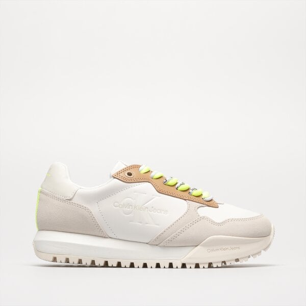 Damskie sneakersy (buty) CALVIN KLEIN TOOTHY RUNNER FLUO CONTRAST yw0yw009350la kolor beżowy