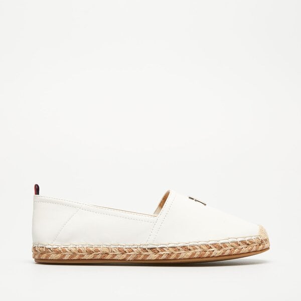 Damskie mokasyny i półbuty TOMMY HILFIGER TH LEATHER FLAT ESPADRILLE fw0fw07720ybl kolor biały