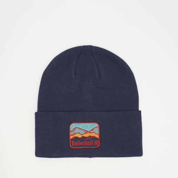 Damska czapka zimowa TIMBERLAND CZAPKA BEANIE WITH MOUNTAIN PATCH tb0a2pnj4511 kolor granatowy