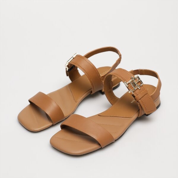 Damskie sandały TOMMY HILFIGER HARDWARE FLAT SANDAL fw0fw07094gu9 kolor brązowy