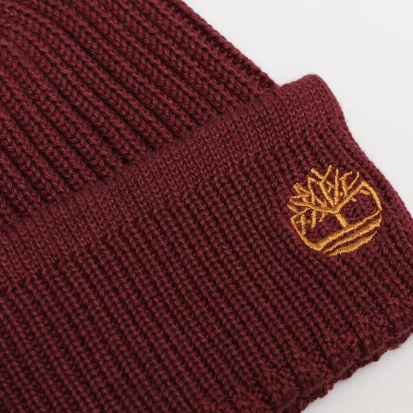 Damska czapka zimowa TIMBERLAND CZAPKA SOLID RIB BEANIE tb0a2px7i301 kolor bordowy