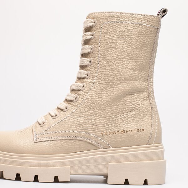 Damskie botki / sztyblety TOMMY HILFIGER MONOCHROMATIC LACE UP BOOT fw0fw06732aci kolor beżowy