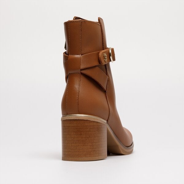 Damskie botki / sztyblety TOMMY HILFIGER TH BELT HEELED BOOT fw0fw06766gtu kolor brązowy