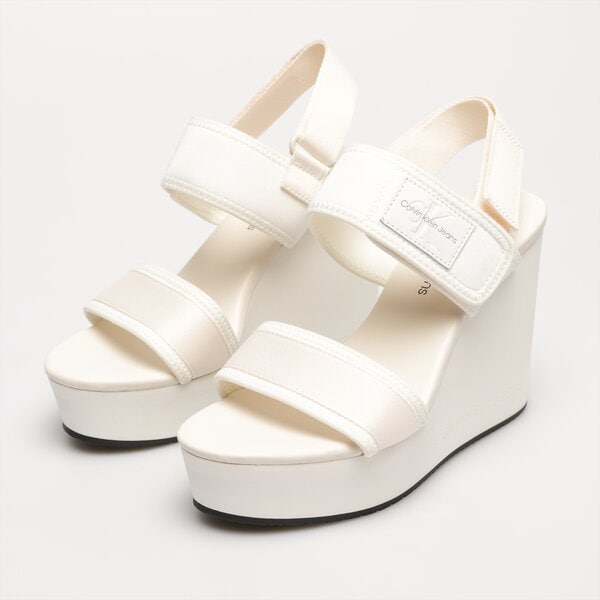 Damskie sandały CALVIN KLEIN WEDGE SANDAL BADGE yw0yw010280la kolor biały