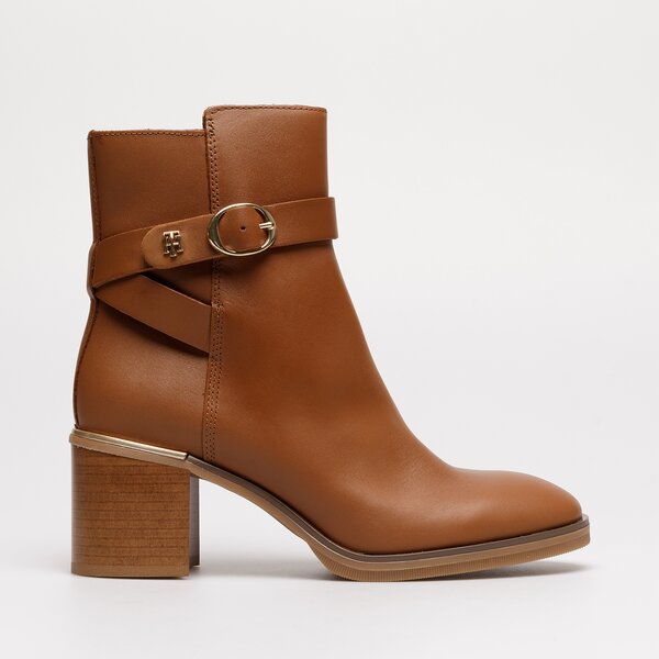 Damskie botki / sztyblety TOMMY HILFIGER TH BELT HEELED BOOT fw0fw06766gtu kolor brązowy