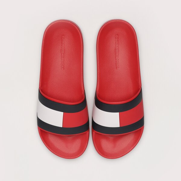 Męskie klapki TOMMY HILFIGER RUBBER TH FLAG POOL SLIDE fm0fm04263xlg kolor czerwony