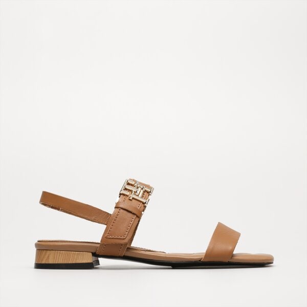 Damskie sandały TOMMY HILFIGER HARDWARE FLAT SANDAL fw0fw07094gu9 kolor brązowy